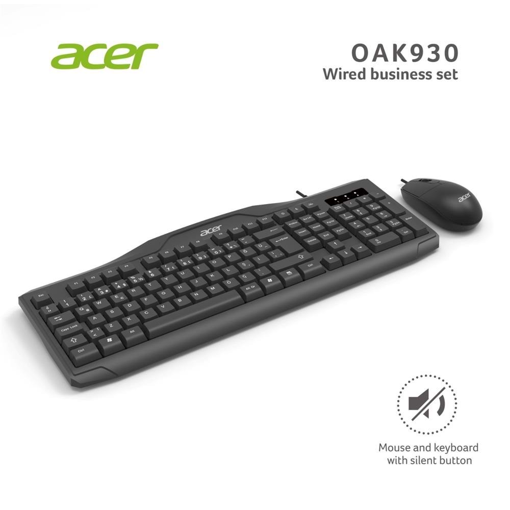 Acer OAK920 Q Usb SİYAH 1.8mt Kablolu Klavye-Tek Tuş Hesap Makinalı (Sessiz Tuş)