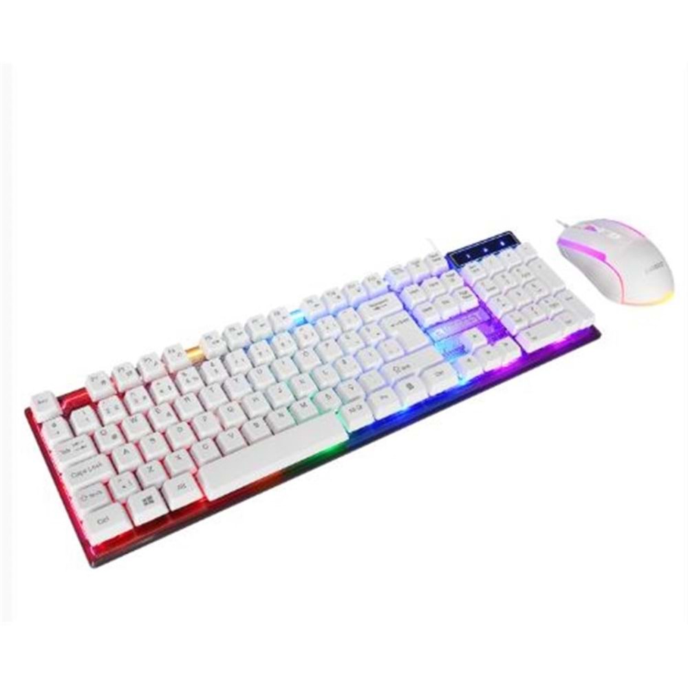 Everest KM-198 Luminax Beyaz Gökkuşağı Aydınlatmalı Q Gaming Oyuncu Klavye + Mouse Set