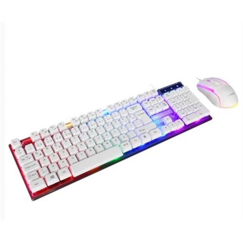 Everest KM-198 Luminax Beyaz Gökkuşağı Aydınlatmalı Q Gaming Oyuncu Klavye + Mouse Set
