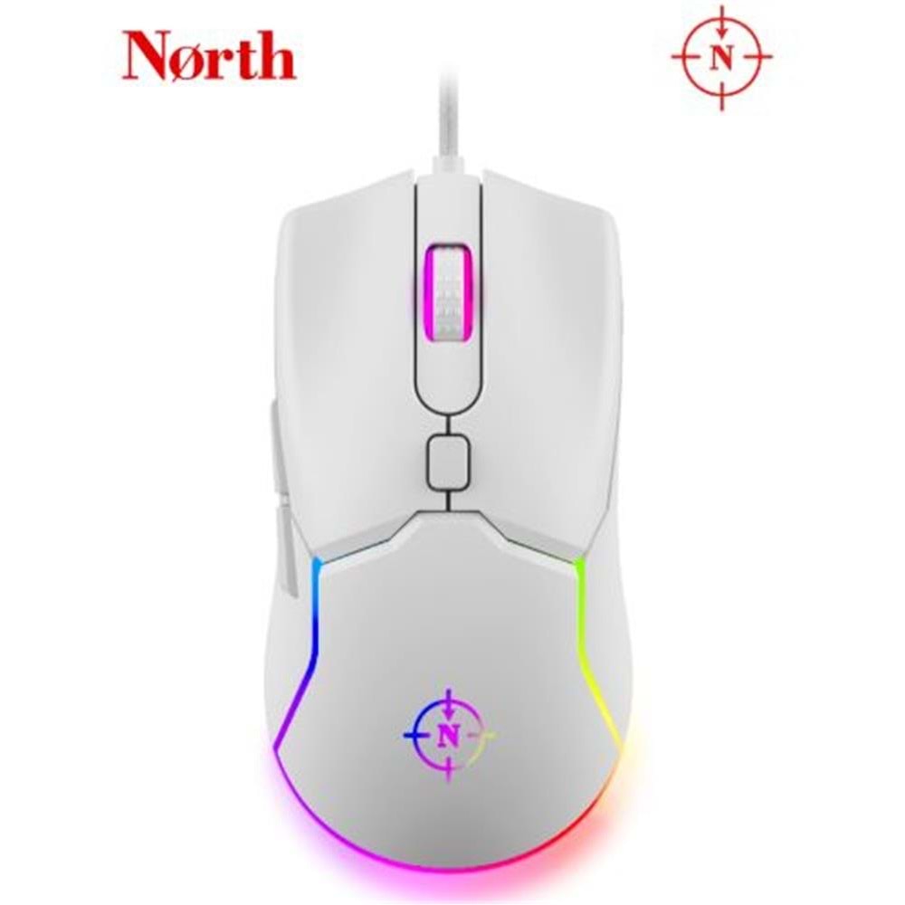 North Air White RGB Kablolu Profesyonel Oyuncu Mouse