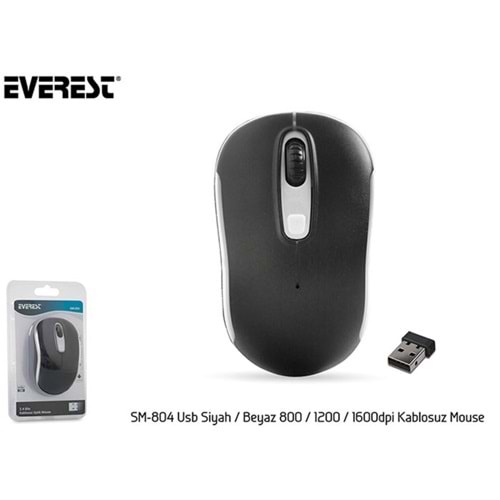 Everest SM-804 Usb Siyah-Beyaz 800-1200-1600dpi Kablosuz Mouse