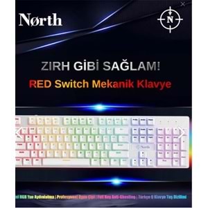 North Shield White Red Switch Türkçe Q RGB Beyaz Mekanik Gaming Klavye