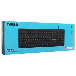 Everest KB-741Q Siyah-Gri USB 2 Metre Bakır Kablolu Usb Q Klavye