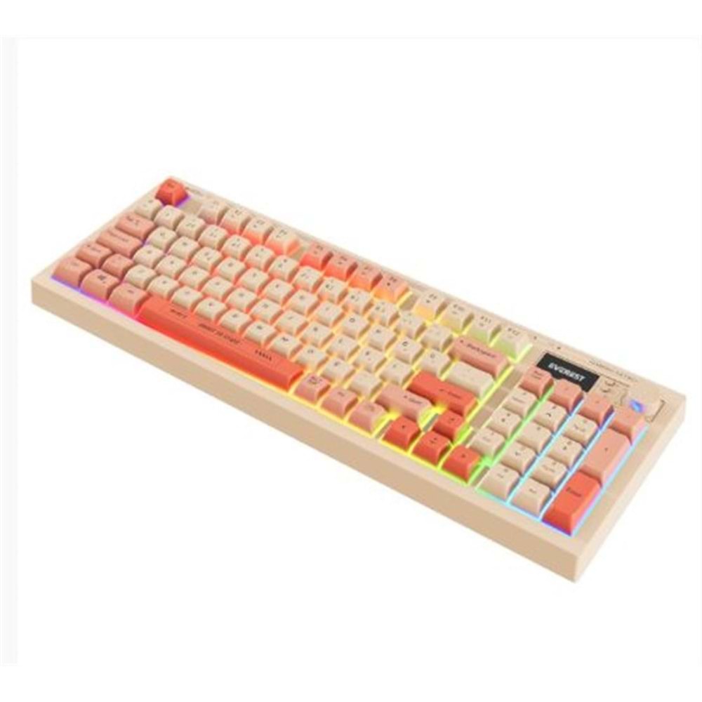 Everest KB-85 SILENT PRO Kablosuz Bej-Pembe-Turuncu SESSİZ RGB Wireless 2.4Ghz Q Oyuncu Klavyesi