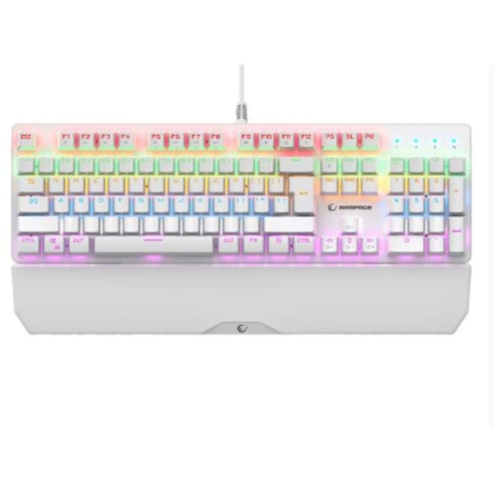 Rampage KB-R86 UMBRA Beyaz USB Rainbow Aydınlatmalı Blue English Mekanik Gaming Oyuncu Klavye