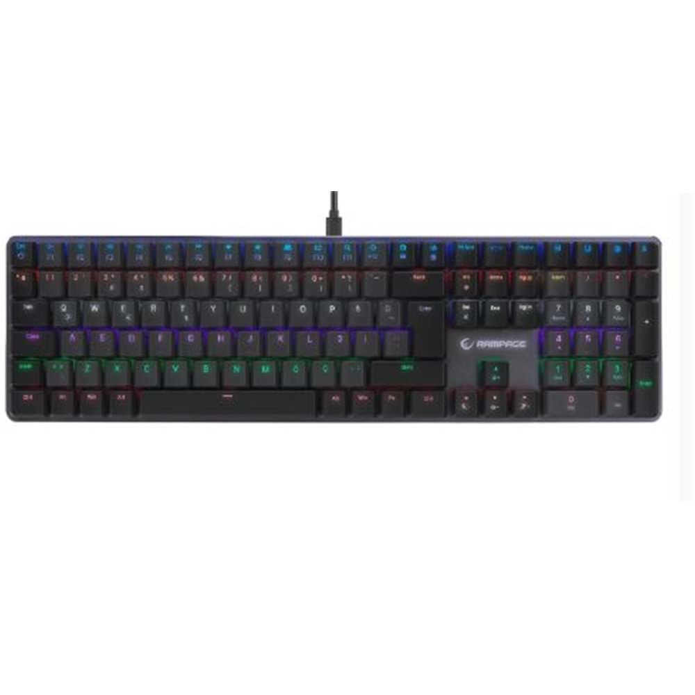 Rampage GRANITE PRO Siyah-Gri Low Profile BLUE SWITCH Q Rainbow Mekanik Gaming Oyuncu Klavye
