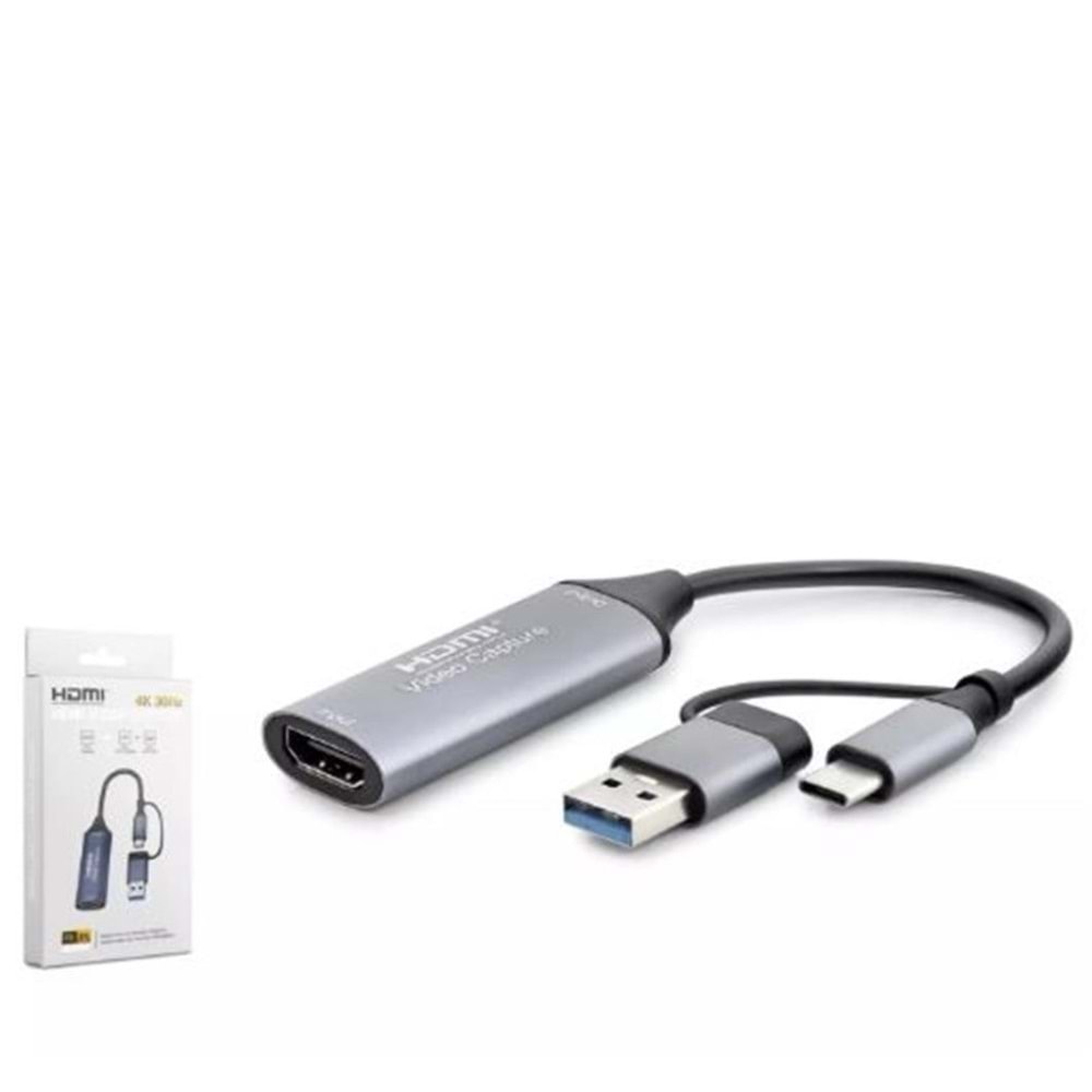 HADRON HDX7831 TYPE-C HDTV COMBO HDMI 4K 30HZ + TYPE-C + 2-USB3.0 + LAN 5IN1 GRİ