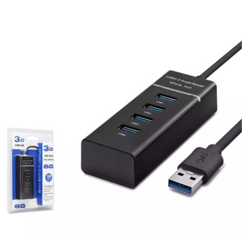 Hadron Hdx7017 Usb3.0 Hub 3-Usb + Usb3.0 30Cm Siyah