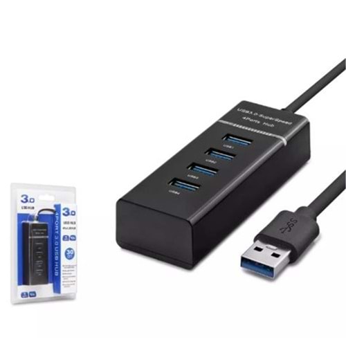 Hadron Hdx7017 Usb3.0 Hub 3-Usb + Usb3.0 30Cm Siyah