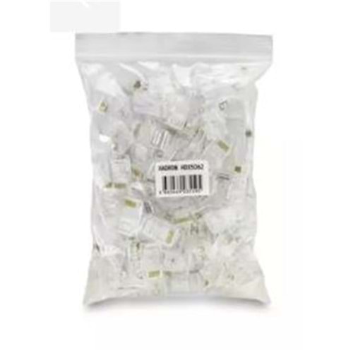 Hadron Hdx5063 Cat6 Konnektör Ez Rj45 Delikli 100Lü Paket Şeffaf