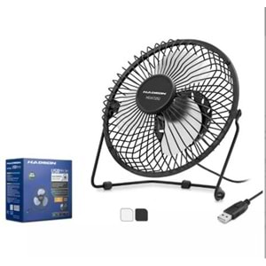 HADRON HDX7252 USB Metal Vantilatör 18 cm Siyah Beyaz