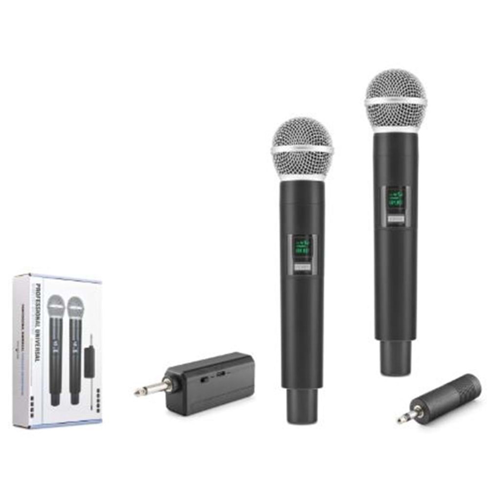 HADRON HDX2802 UHF Kablosuz 2 Mikrofonlu Set 6.35 mm Siyah