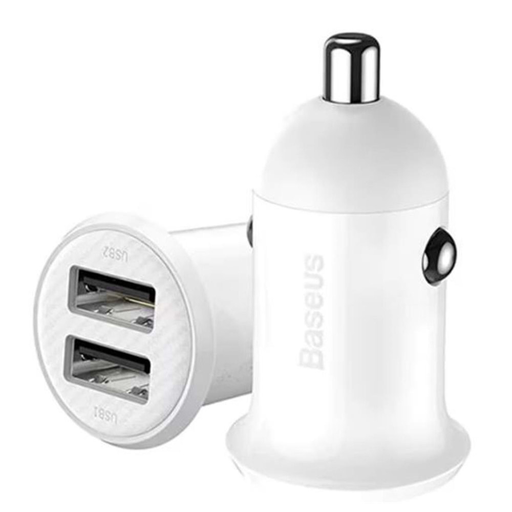 BASEUS CCALLP-02 Grain Pro Araç İçi Şarj Cihazı Beyaz