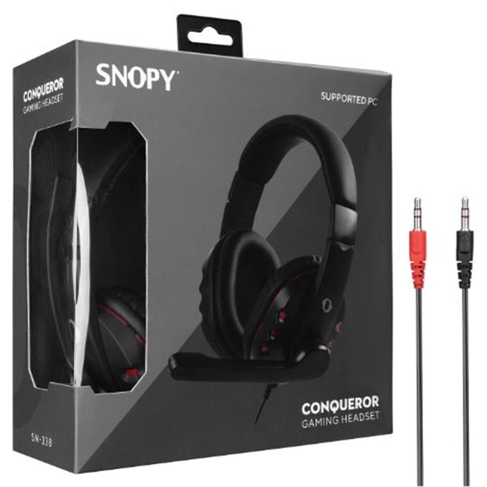Snopy SN-338 Conqueror Siyah-kırmızı Gaming Oyuncu Mikrofonlu Kulaklık