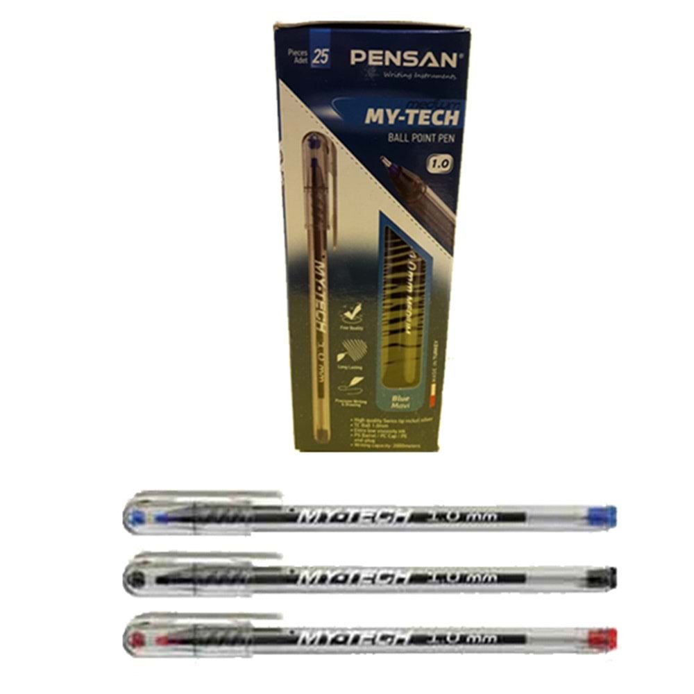 Pensan Tükenmez Kalem My-Tech 1.0 MM İğne Uç Siyah 2250 (1 Adet)