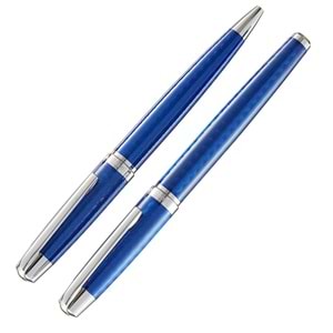 Steel Pen Takım Kalem Dolma+Tükenmez Carens Serisi Mavi 262