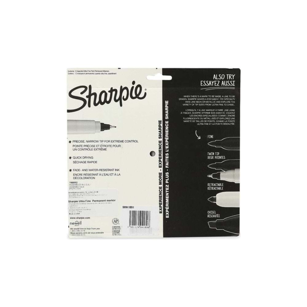 Sharpie Markör Permanent Ultra Fine Karışık Renk 12 Lİ SH-2065408