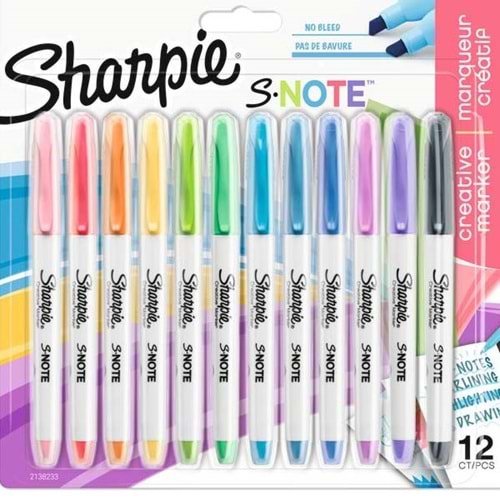 Sharpie Fosforlu Kalem Snote Çok İşlevli Karışık 12 Li Bls