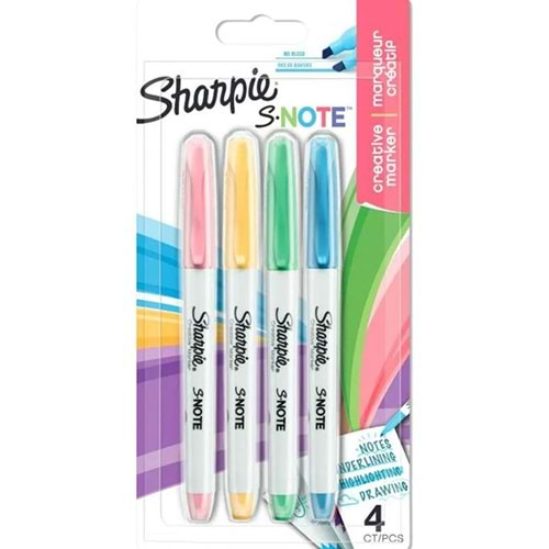 Sharpie Fosforlu Kalem Snote Çok işlevli Kesik Uç 4 Lü Blister