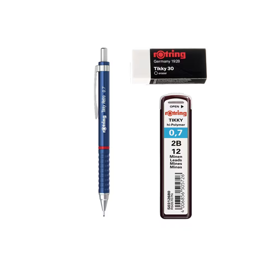 Rotring Okul Seti Tikky Retro 0.7+Min Silgi Hediyeli Mavi