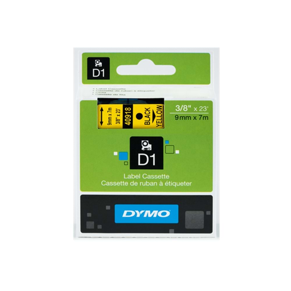Dymo D1 Şerit Standart 9 MMx7 MT Sarı Üzerine Siyah 40918 S0720730