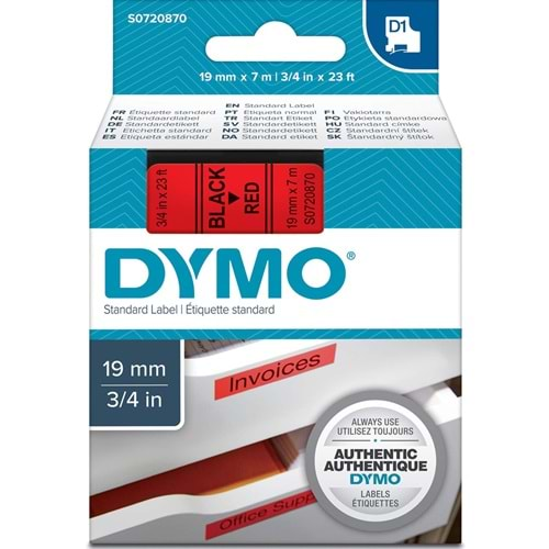 Dymo D1 Şerit 19 Mmx7mt Kırmızı/ Siyah 45807