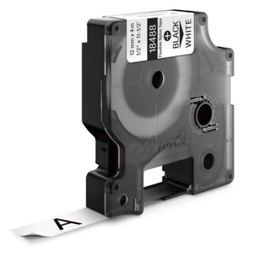 Dymo Rhinopro Esnek Naylon Şerit 12 MMx3.5 M Beyaz/Siyah 18488
