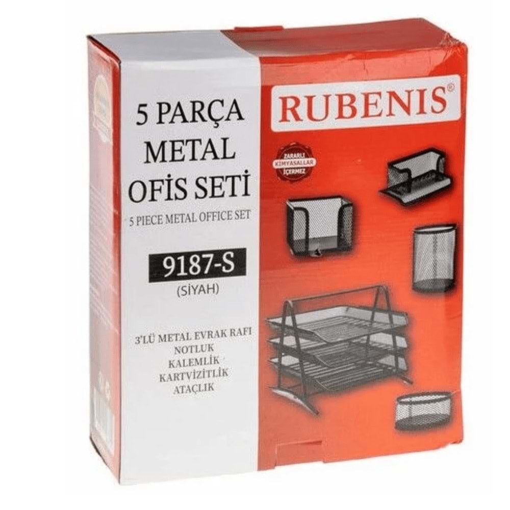 Rubenis Ofis Seti Metal 5 Parça Siyah 9187-S