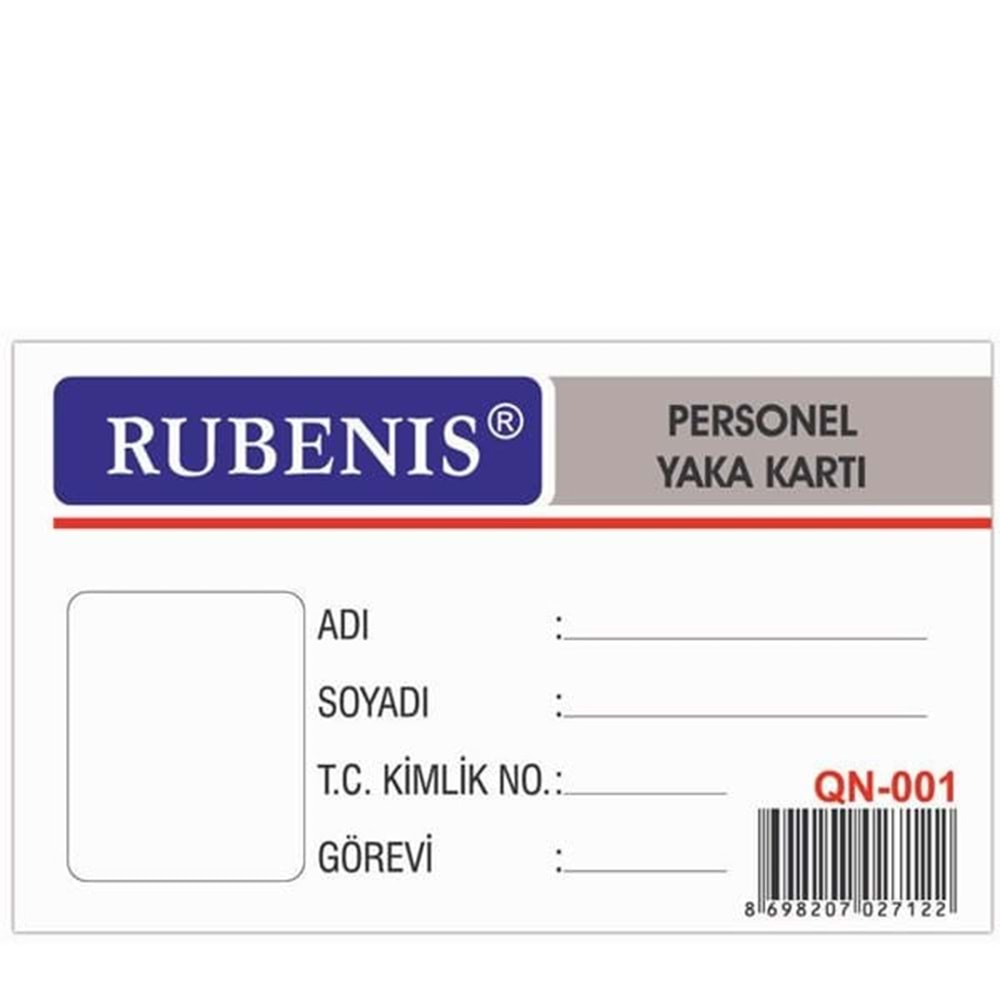 Rubenis Yaka Kartı (1 Adet)