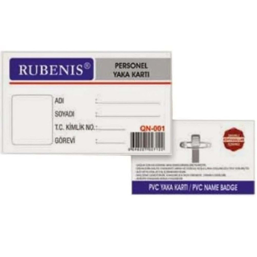 Rubenis Yaka Kartı (1 Adet)