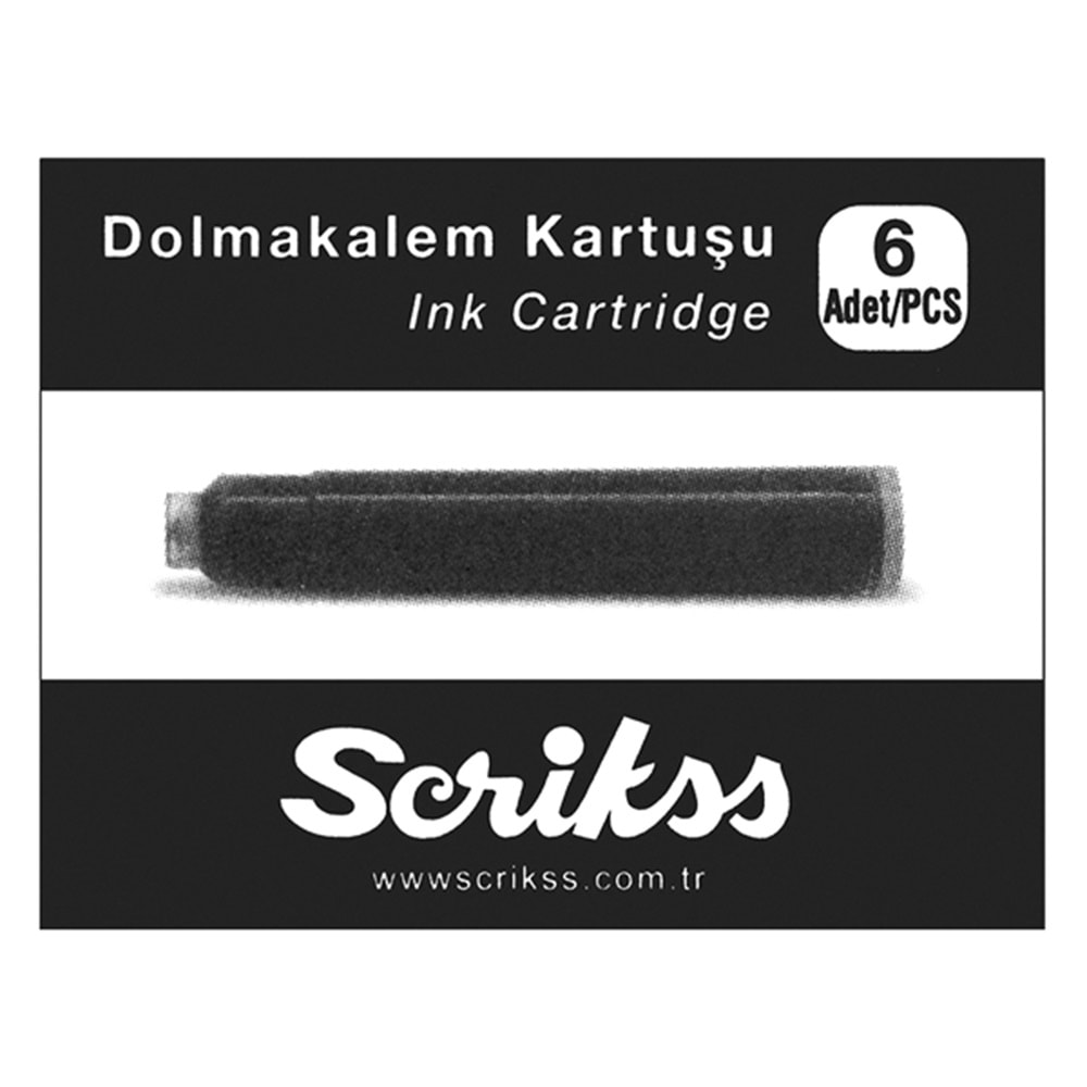 Scrikss Dolma Kalem Kartuşu Siyah (1 Adet)