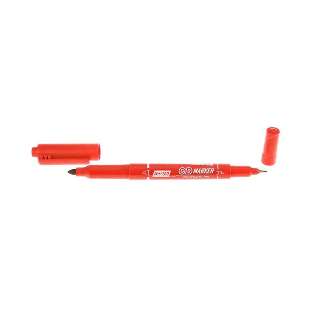 Aihao Asetat Kalemi Permanent Çift Taraflı Kırmızı AH-319 (1 Adet)