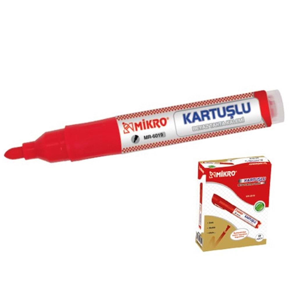 Mikro Tahta Kalemi Kartuşlu Kırmızı MR-6019 (1 Adet)