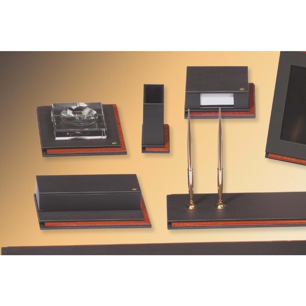 Tabac Sümen Takımı Deri Ve Ağaç Mat Siyah 795 11