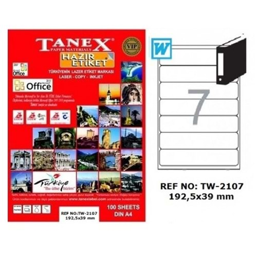 Tanex Lazer Etiket 100 YP 192.5x39 Laser-Copy-Inkjet TW-2107