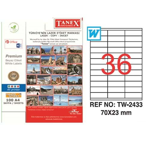 Tanex Lazer Etiket 100 YP 70x23 Laser-Copy-Inkjet TW-2433