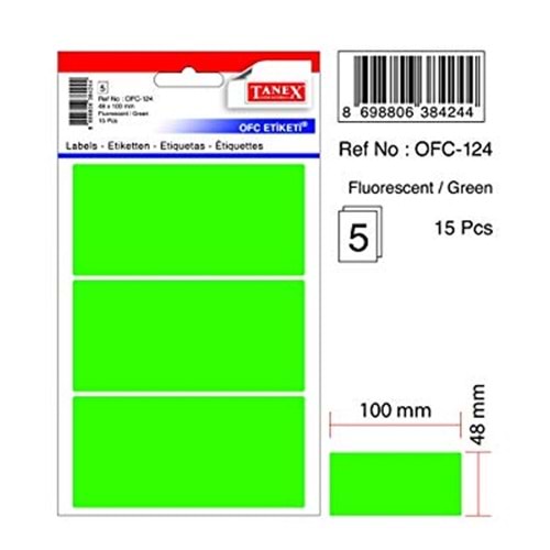 Tanex Ofis Etiketi Poşetli 48x100 MM Yeşil OFC-124 (1 Adet)