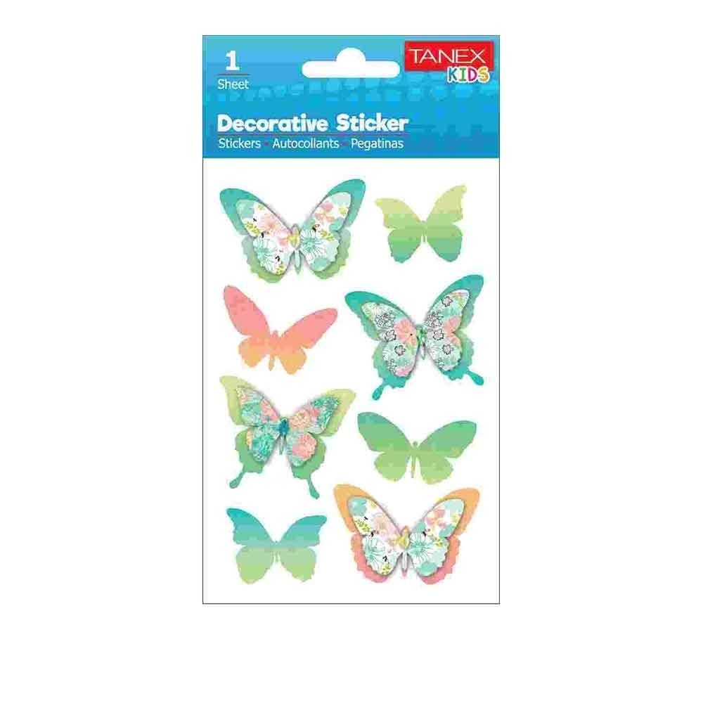 Tanex Stickers Eu Puffy Damla Etiket Kelebek Serisi TNX-25078 (1 Adet)
