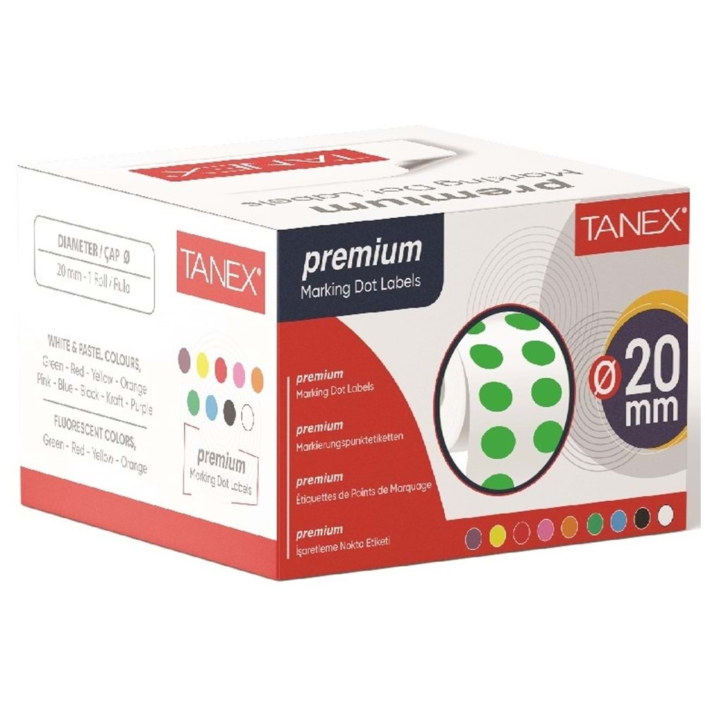 Tanex Nokta Etiket 20 MM 2500 Li Yeşil Tekli Kutu