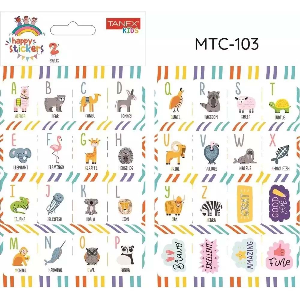 Tanex İlkokul Harf Etiketi-3 2 Ad. Mtc-103