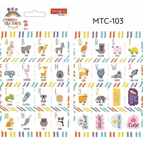 Tanex İlkokul Harf Etiketi-3 2 Ad. Mtc-103
