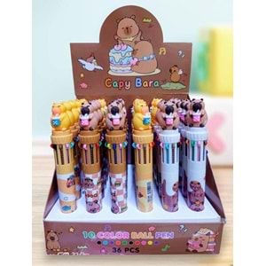 Unick Color Tükenmez Kalem Capybara Tepeli 10 Renk 8611 (1 Adet)