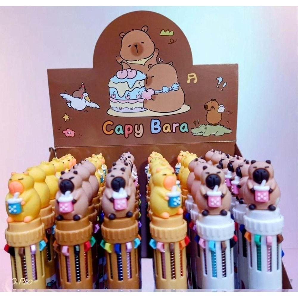 Unick Color Tükenmez Kalem Capybara Tepeli 10 Renk 8611 (1 Adet)