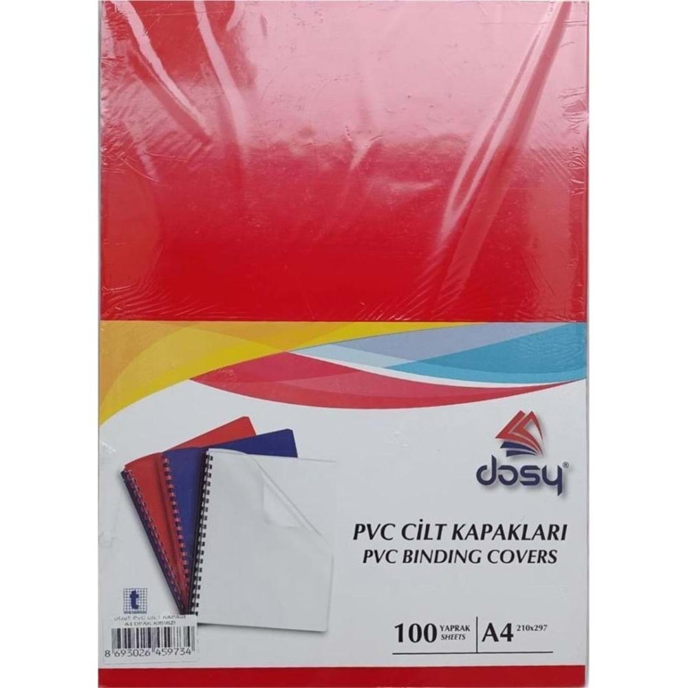 Dosy Cilt Kapağı Plastik Opak A4 100 Lü Kırmızı