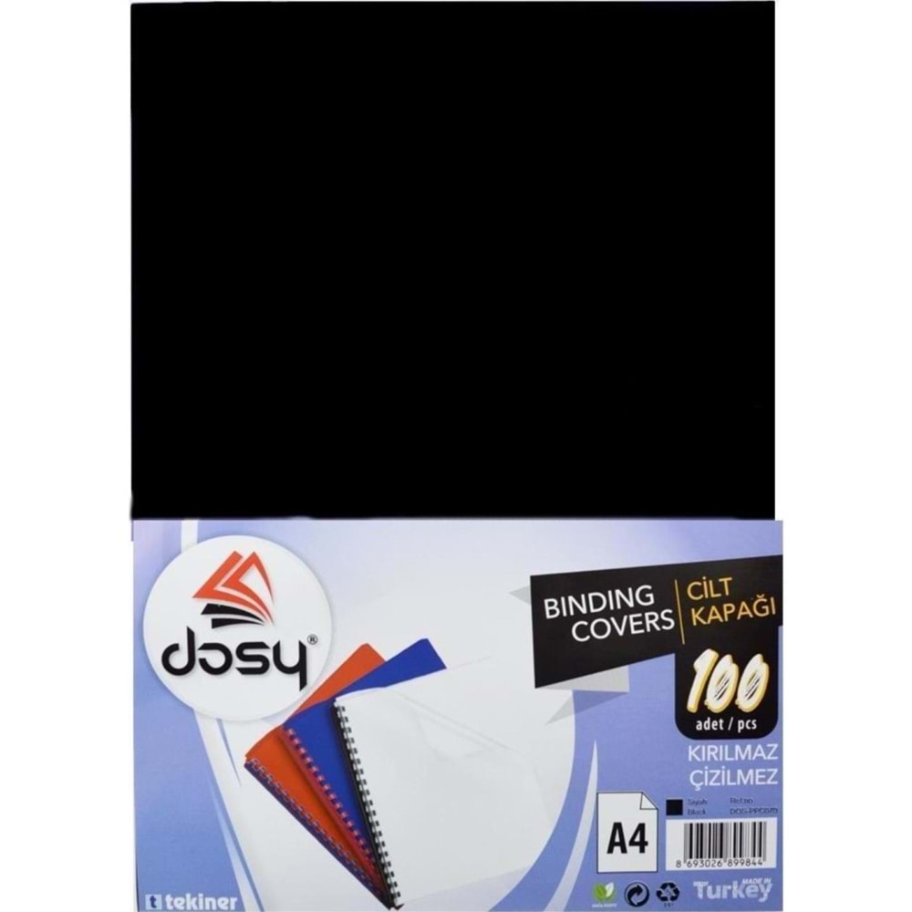 Dosy Cilt Kapağı Plastik Opak A4 100 Lü Siyah