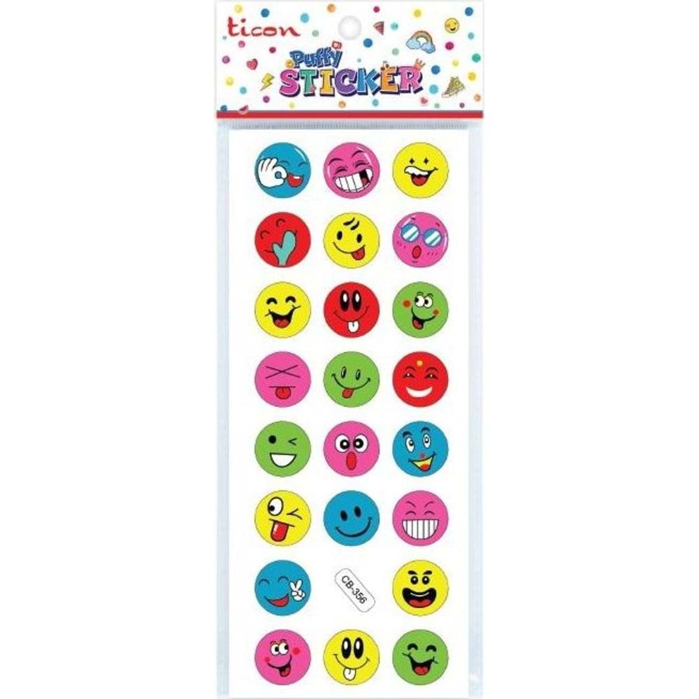 Ticon Puffy Sticker Gülen Yüz Tps-001/6 (1 Adet)