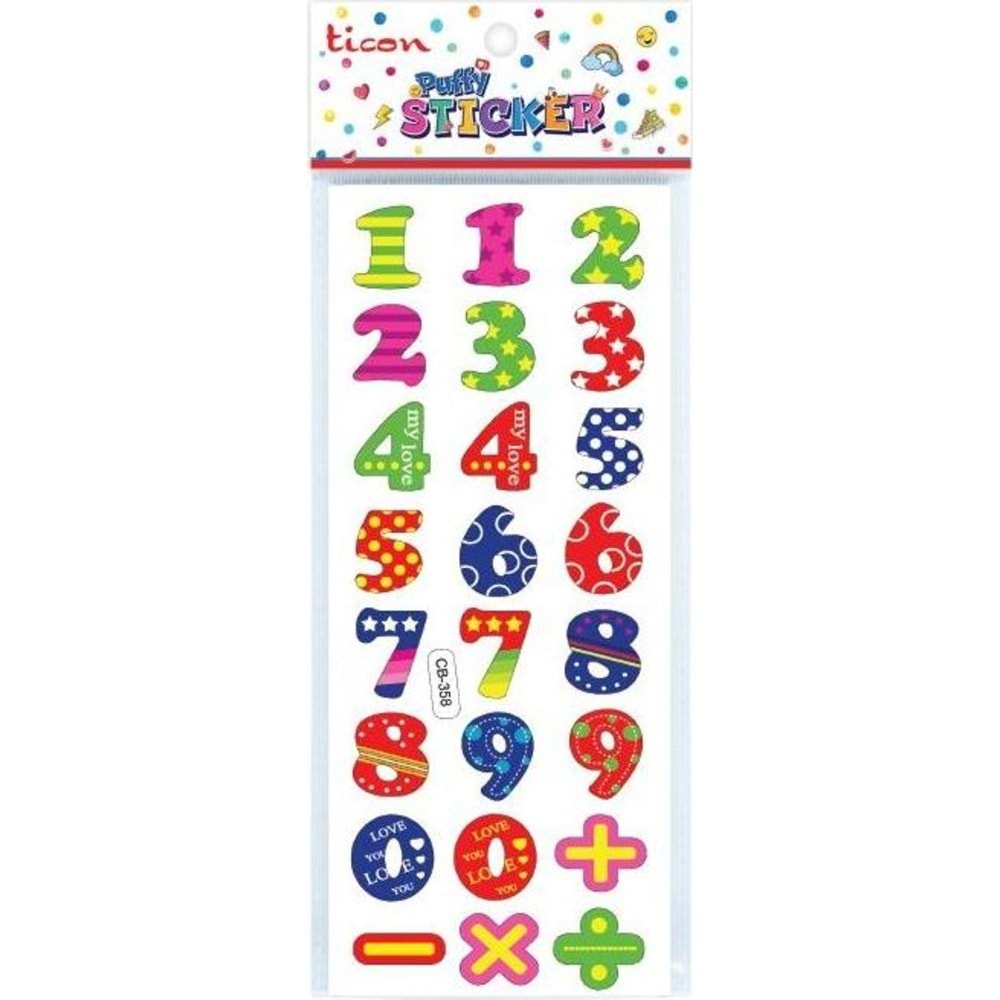 Ticon Puffy Sticker Rakam Tps-006/2 (1 Adet)