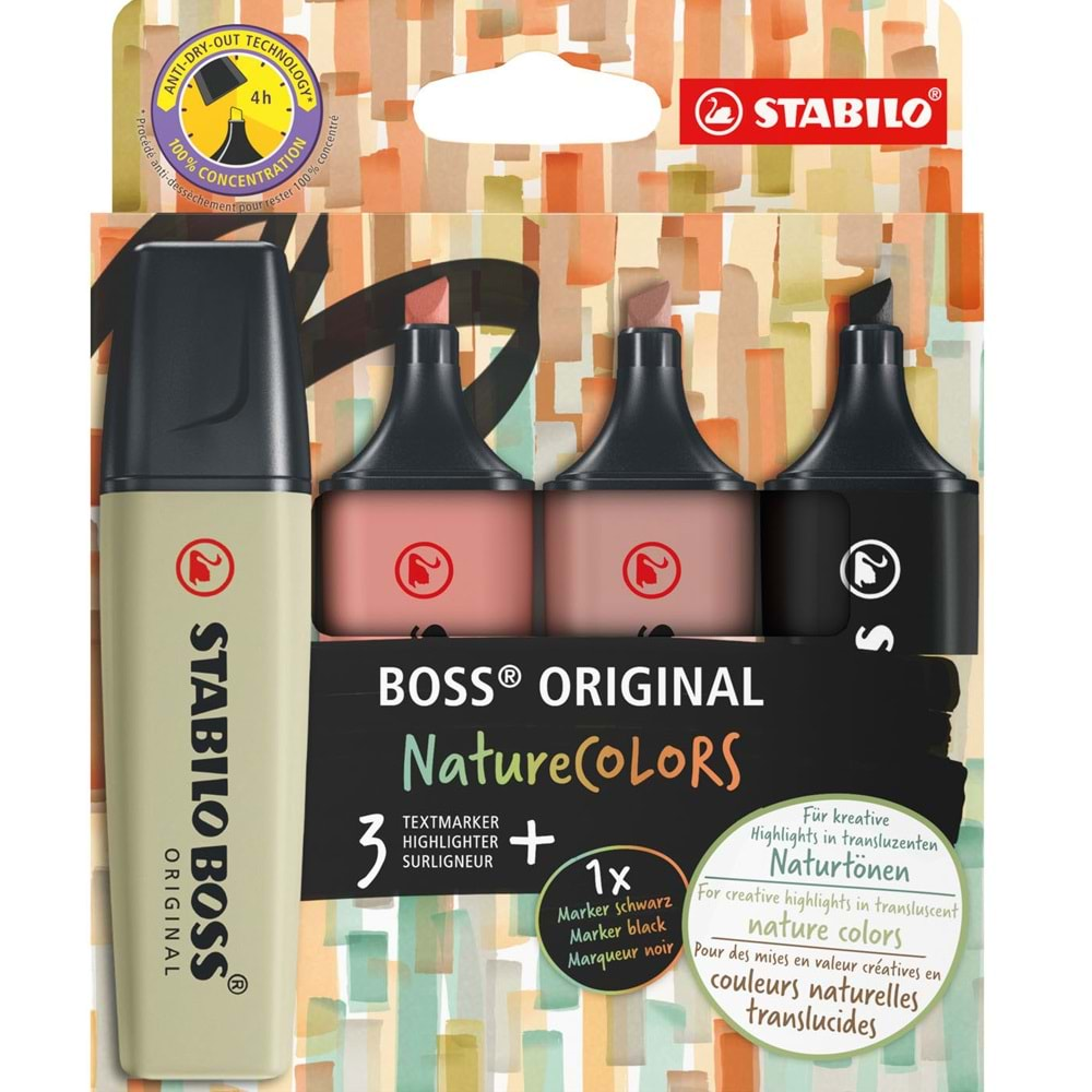 Stabilo Fosforlu Kalem Boss Naturecolors 4 LÜ S-Y-K-G 70/4-2-3