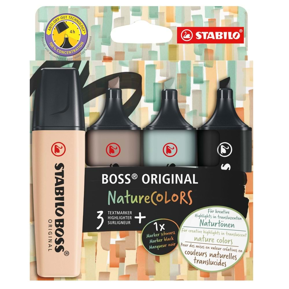 Stabilo Fosforlu Kalem Boss Naturecolors 4er S-M-G-B 70/4-2-5