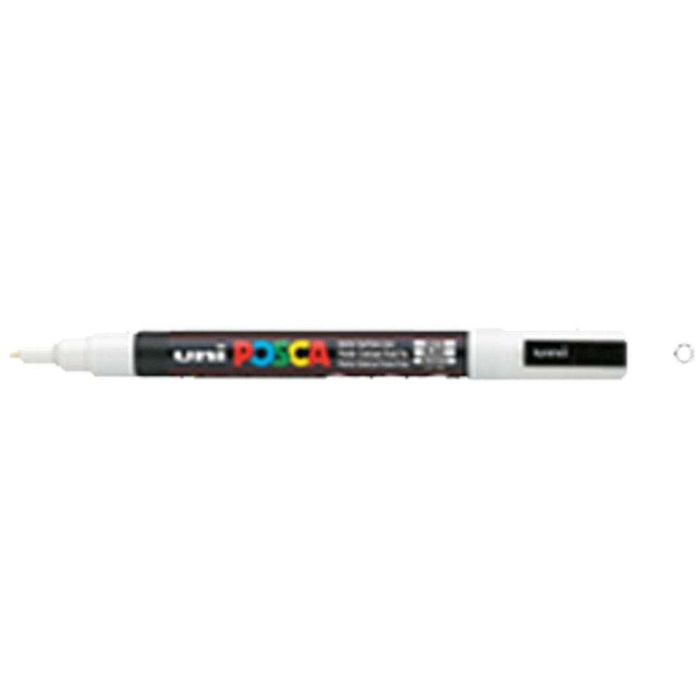 Uni-Ball Markör Boyama Posca Su Bazlı Poster 0.9-1.3 MM Beyaz PC-3M (1 Adet)